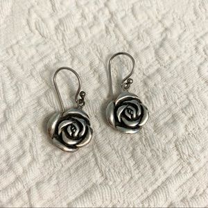 Sterling Silver Flower Rose Floral Earrings